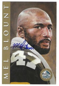 Autographed MEL BLOUNT Pittsburgh Steelers Ron Mix Hall of Fame Post card