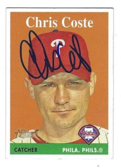 Autographed CHRIS COSTE Philadelphia Phillies 2007 Topps Heritage Card