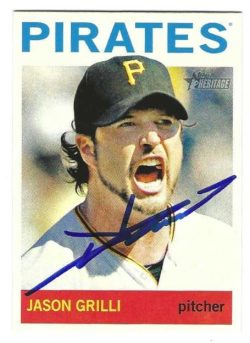 Autographed JASON GRILLI Pittsburgh Pirates 2013 Topps Heritage Card