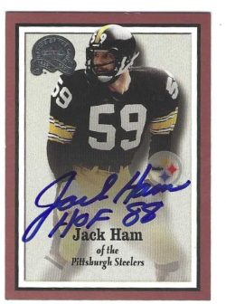 Autographed JACK HAM Pittsburgh Steelers 2000 Fleer Greats of the Game card #45