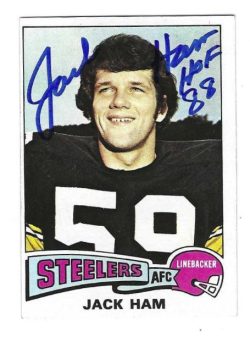 Autographed 1975 Topps JACK HAM "HOF 88" Pittsburgh Steelers card #125