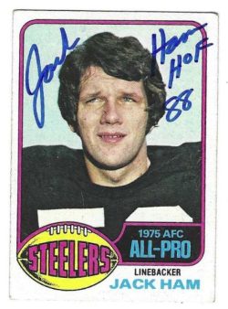 Autographed 1976 Topps JACK HAM "HOF 88" Pittsburgh Steelers card #420