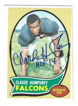 Autographed 1970 Claude Humphrey Atlanta Falcons Rookie Card #156