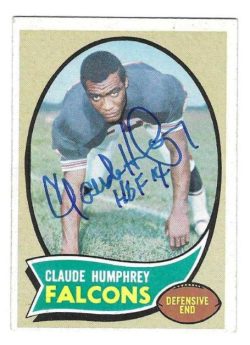 Autographed 1970 Claude Humphrey Atlanta Falcons Rookie Card #156