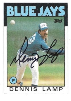 Autographed DENNIS LAMP Toronto Blue Jays 1986 Topps Card