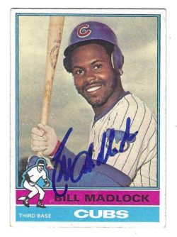 Autographed BILL MADLOCK Chicago Cubs 1976 Topps Card