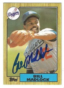 Autographed BILL MADLOCK Los Angeles Dodgers 1987 Topps Card