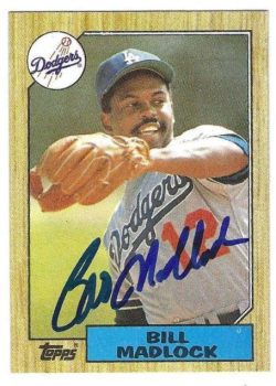 Autographed BILL MADLOCK Los Angeles Dodgers 1987 Topps Card