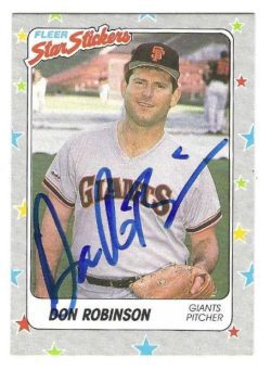 Autographed DON ROBINSON San Francisco Giants 1988 Fleer Star Stickers Card