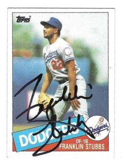 Autographed FRANKLIN STUBBS Los Angeles Dodgers 1985 Topps Card