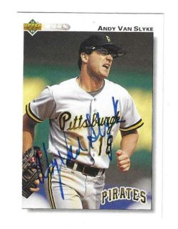 Autographed ANDY VAN SLYKE Pittsburgh Pirates 1992 Upper Deck Card