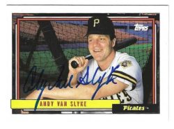 Autographed ANDY VAN SLYKE Pittsburgh Pirates 1992 Topps Card