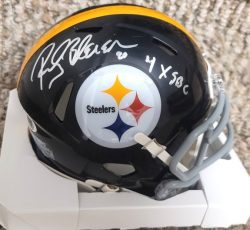 Autographed ROCKY BLEIER "4X SBC" Pittsburgh Steelers Mini Helmet JSA