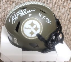Autographed ROCKY BLEIER "4X SBC" Pittsburgh Steelers Mini Helmet JSA