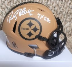 Autographed ROCKY BLEIER "4X SBC" Pittsburgh Steelers Mini Helmet JSA