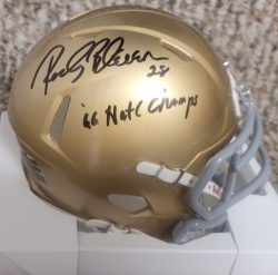 Autographed ROCKY BLEIER "66 Nat'l Champs" Notre Dame Mini Helmet JSA
