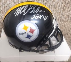 Autographed MATT BAHR "SB XIV" Pittsburgh Steelers Mini Helmet