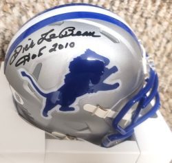 Autographed DICK LEBEAU "HOF 2010" Detroit Lions Mini Helmet JSA