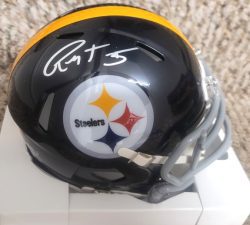 Autographed ROSS VENTRONE Pittsburgh Steelers Mini Helmet
