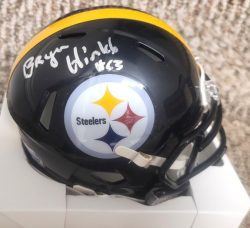 Autographed BRYAN HINKLE Pittsburgh Steelers Mini Helmet