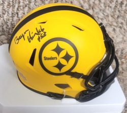 Autographed BRYAN HINKLE Pittsburgh Steelers Mini Helmet