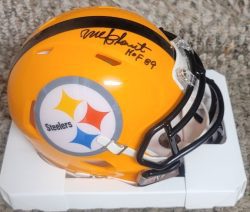 Autographed MEL BLOUNT "HOF 89" Pittsburgh Steelers Mini Helmet JSA Witness