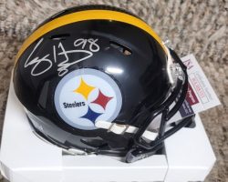 Autographed CASEY HAMPTON Pittsburgh Steelers Mini Helmet JSA