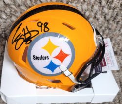 Autographed CASEY HAMPTON Pittsburgh Steelers Mini Helmet JSA