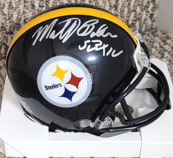 Autographed MATT BAHR "SB XIV" Pittsburgh Steelers Mini Helmet