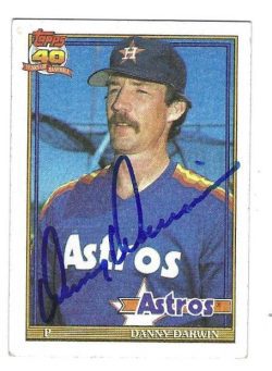 Autographed DANNY DARWIN Houston Astros 1991 Topps Card