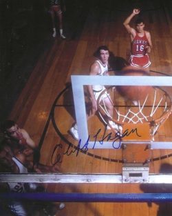 Autographed CLIFF HAGAN 8x10 ST LOUIS HAWKS photo