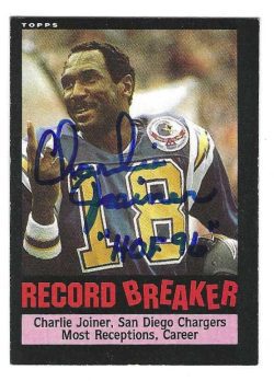 CHARLIE JOINER San Diego Chargers Autographed 1985 Topps Card