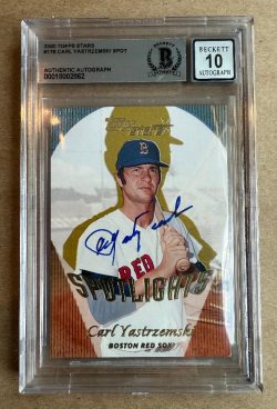 Signed 2000 Topps Stars Carl Yastrzemski Boston Red Sox card #178 Beckett Slabbed 10