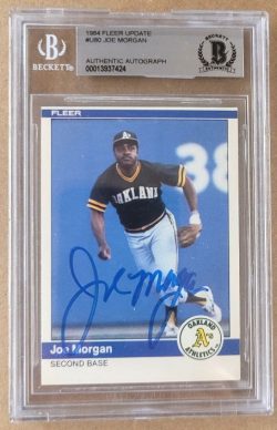 Autographed JOE MORGAN Oakland A's 1984 Fleer Card BAS Beckett Slabbed