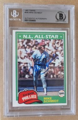 Autographed 1981 Topps MIKE SCHMIDT Philadelphia Phillies card #540 BAS Beckett Slabbed