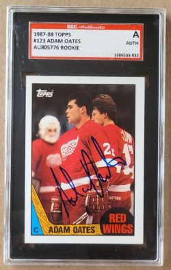 Autographed ADAM OATES Detroit Red Wings 1987-88 Topps card #123 SGC Slabbed