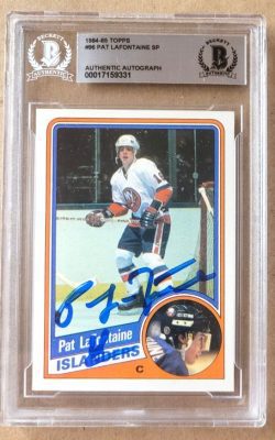 Autographed PAT LAFONTAINE 1984-85 Topps New York Islanders card #96 Beckett Slabbed