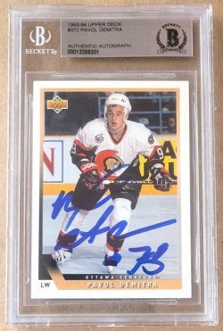 Signed PAVOL DEMITRA Ottawa Senators 1993-94 Upper Deck card #372 BAS Beckett Slabbed