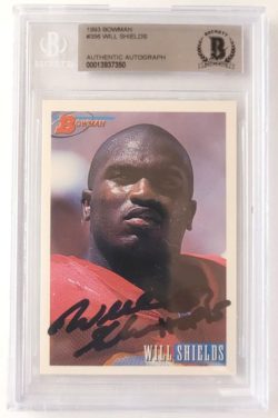 Autographed WILL SHIELDS Kansas City Chiefs 1993 Bowman Card Beckett Slabbed