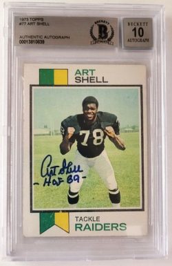 Autographed ART SHELL Raiders 1973 Topps Rookie Card #77 BAS Beckett Slabbed Autograph 10