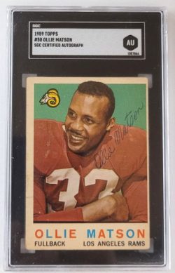 Autographed OLLIE MATSON Los Angeles Rams 1959 Topps Card #50 SGC  Slabbed