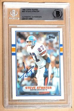 Autographed STEVE ATWATER Denver Broncos 1989 Topps Rookie card #52T BAS Beckett Slabbed