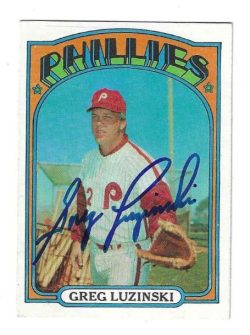 Autographed GREG LUZINSKI Philadelphia Phillies 1972 Topps Card