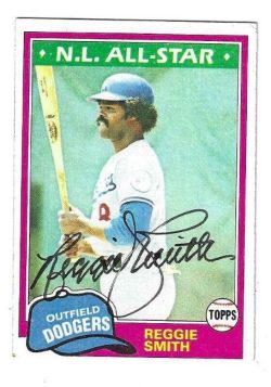 Autographed REGGIE SMITH Los Angeles Dodgers 1981 Topps Card
