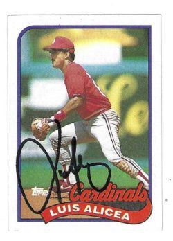 Autographed LUIS ALICEA St. Louis Cardinals 1989 Topps Card