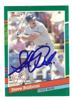 Autographed STEVE BALBONI New York Yankees 1991 Donruss Card