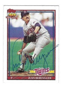 Autographed JUAN BERENGUER Minnesota Twins 1991 Topps Card