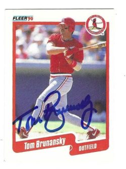 Autographed TOM BRUNANSKY St. Louis Cardinals 1990 Fleer Card