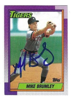Autographed MIKE BRUMLEY Detroit Tigers 1990 Topps card
