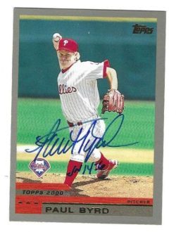 Autographed PAUL BYRD Philadelphia Phillies 2000 Topps Card